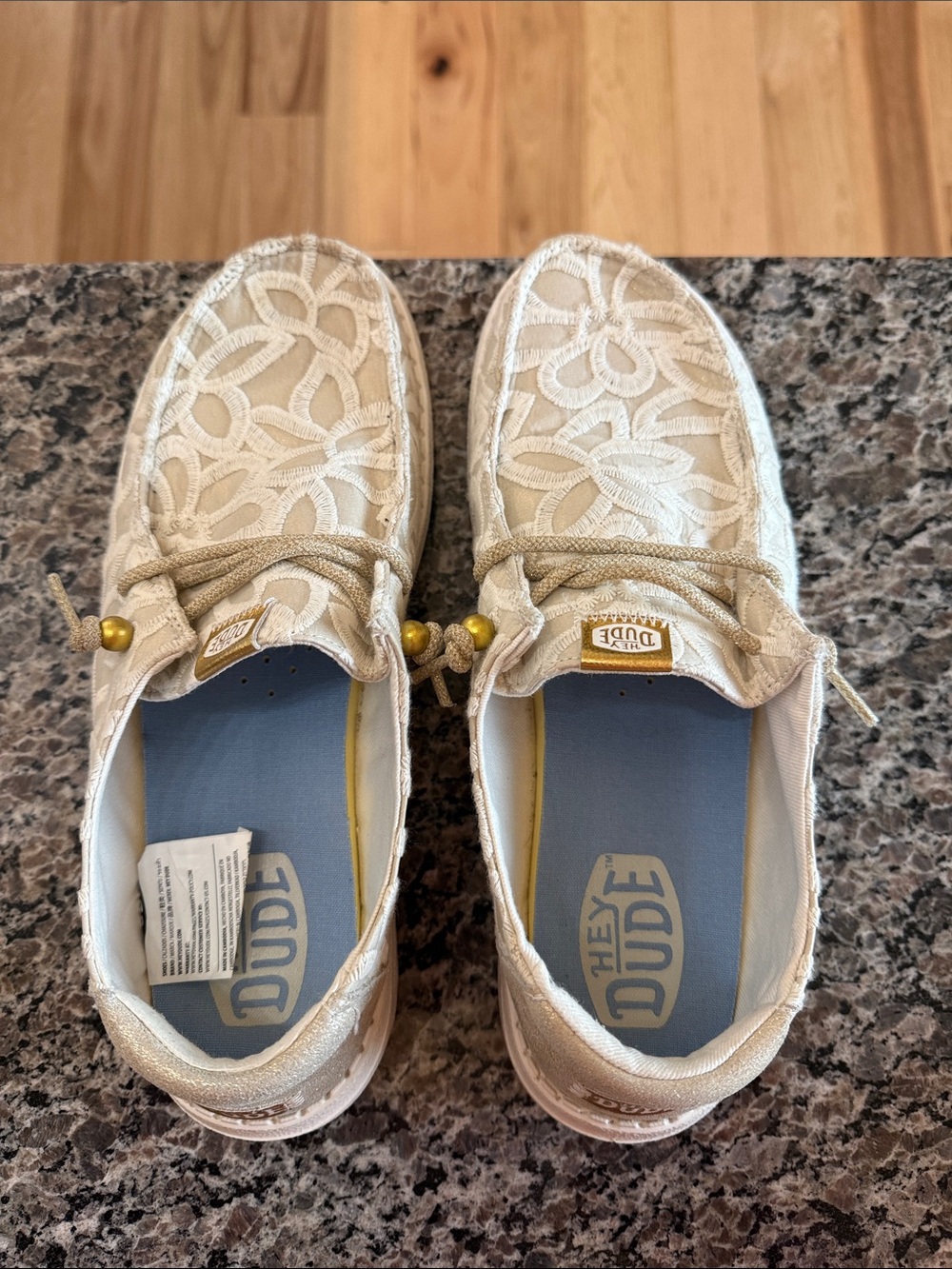 Hey Dude Women’s Cream Lace-Pattern Slip-On Moccasins